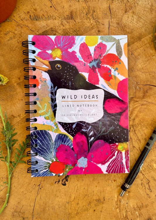 Wild Ideas A5 Handmade Notebook: Floral Illustrated Journal - Erika's Whimsical Art