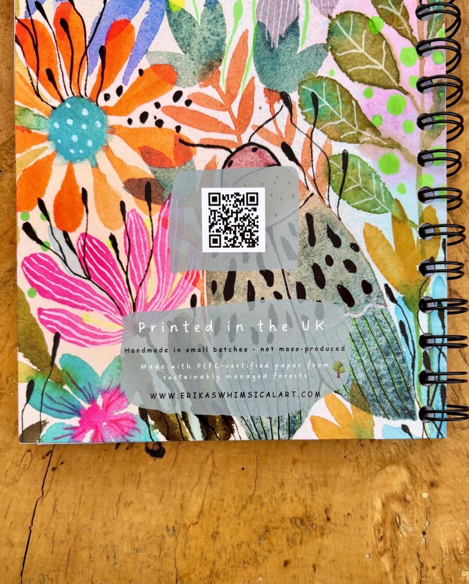 Wild Ideas A5 Handmade Notebook: Floral Illustrated Journal - Erika's Whimsical Art