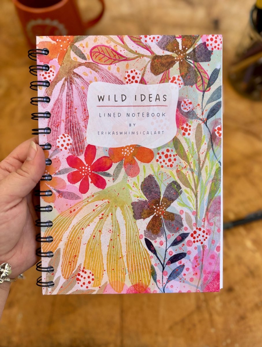 Wild Ideas A5 Handmade Notebook: Floral Illustrated Journal - Erika's Whimsical Art