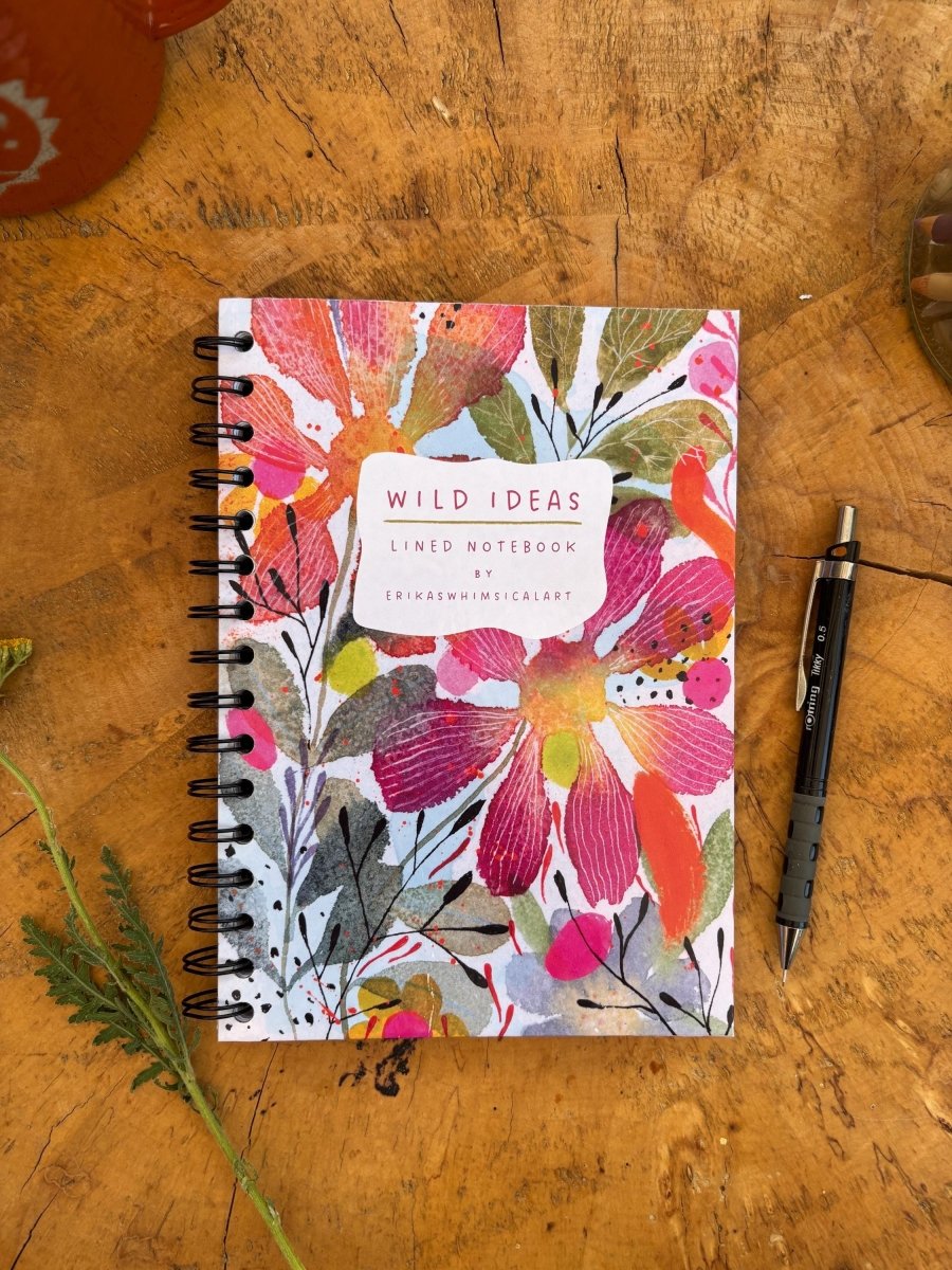 Wild Ideas A5 Handmade Notebook: Floral Illustrated Journal - Erika's Whimsical Art