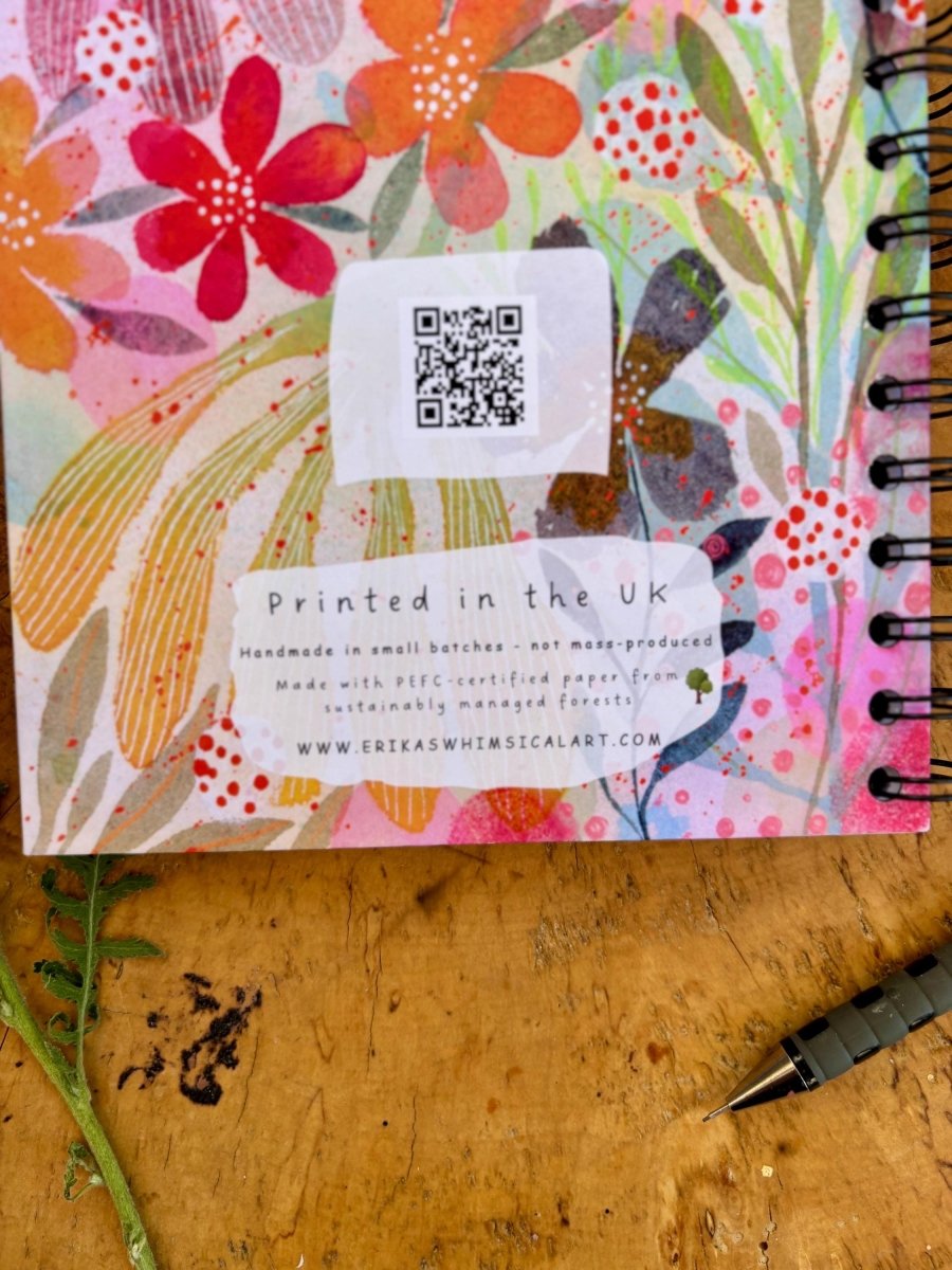 Wild Ideas A5 Handmade Notebook: Floral Illustrated Journal - Erika's Whimsical Art