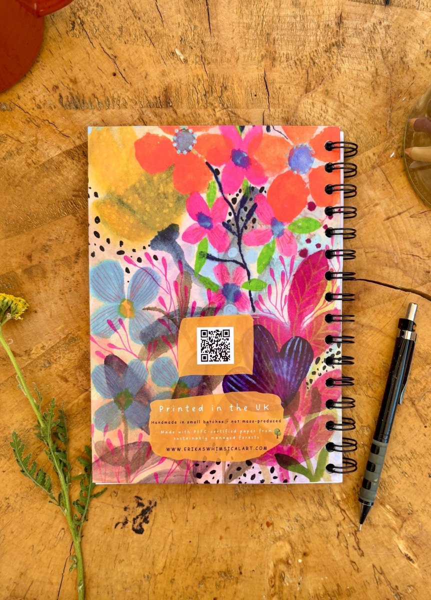 Wild Ideas A5 Handmade Notebook: Floral Illustrated Journal - Erika's Whimsical Art