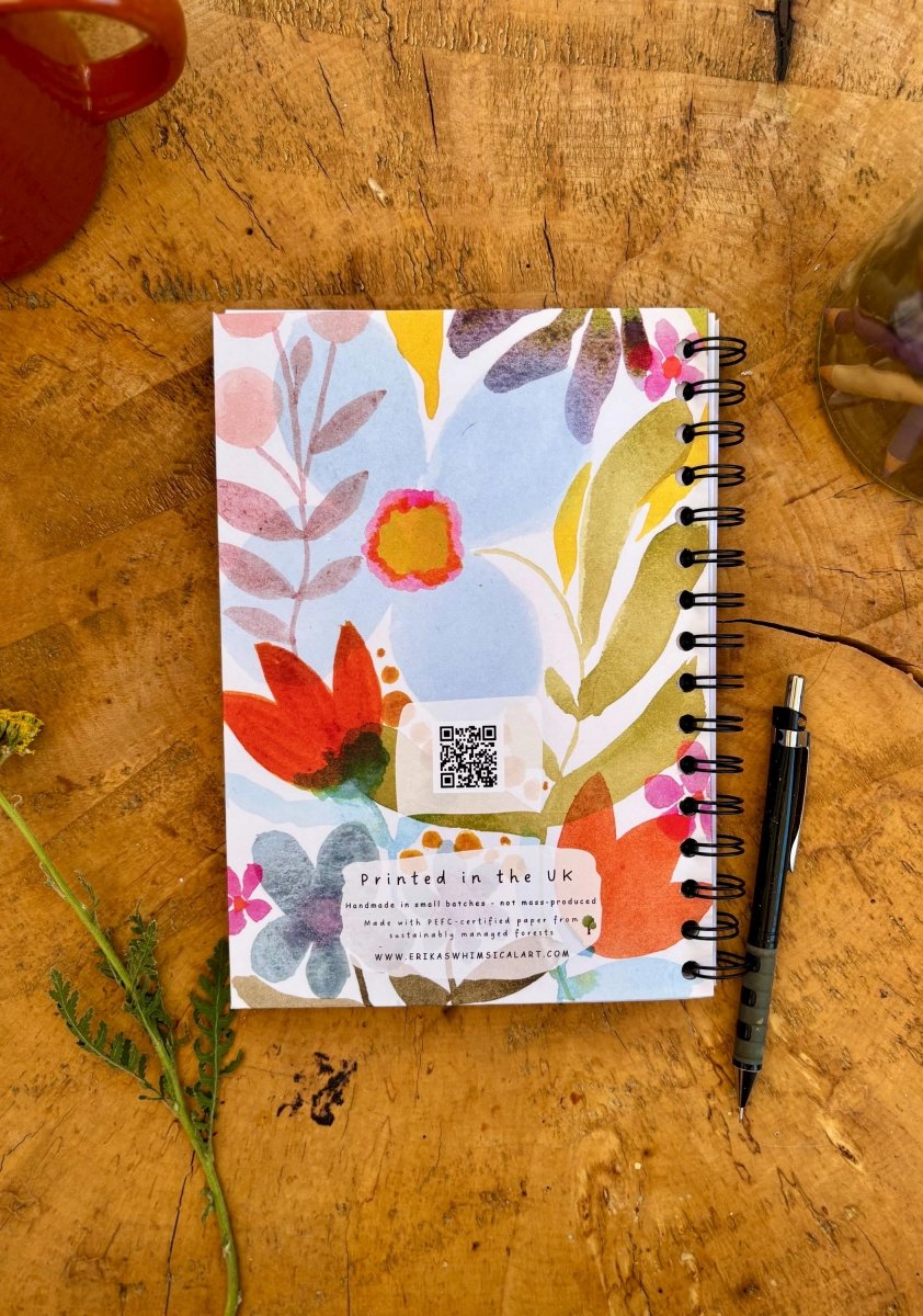 Wild Ideas A5 Handmade Notebook: Floral Illustrated Journal - Erika's Whimsical Art