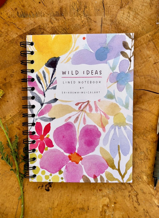 Wild Ideas A5 Handmade Notebook: Floral Illustrated Journal - Erika's Whimsical Art
