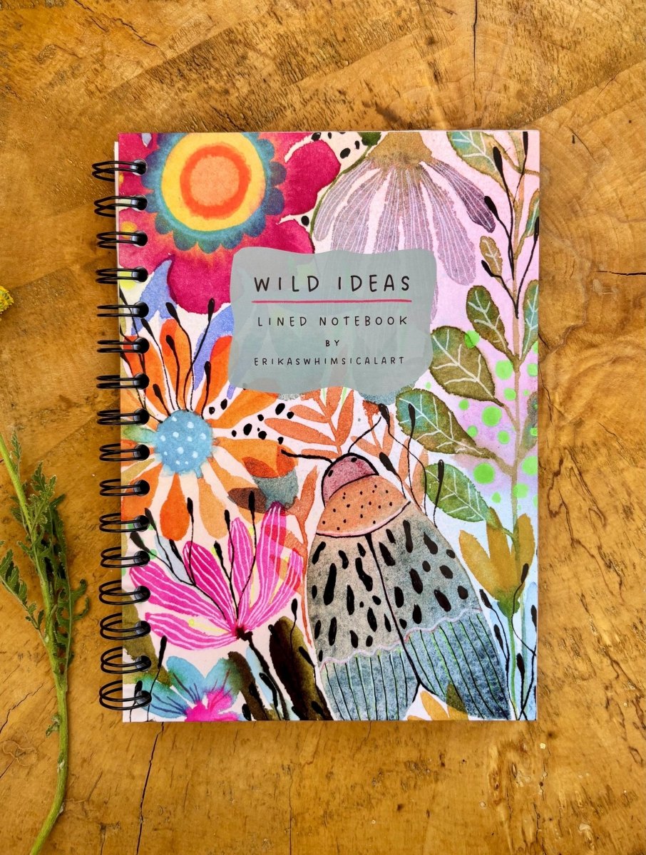 Wild Ideas A5 Handmade Notebook: Floral Illustrated Journal - Erika's Whimsical Art