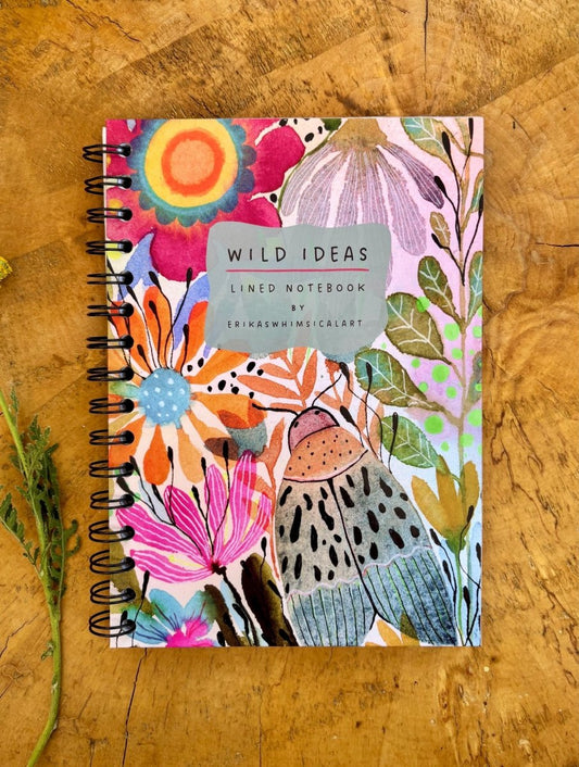 Wild Ideas A5 Handmade Notebook: Floral Illustrated Journal - Erika's Whimsical Art