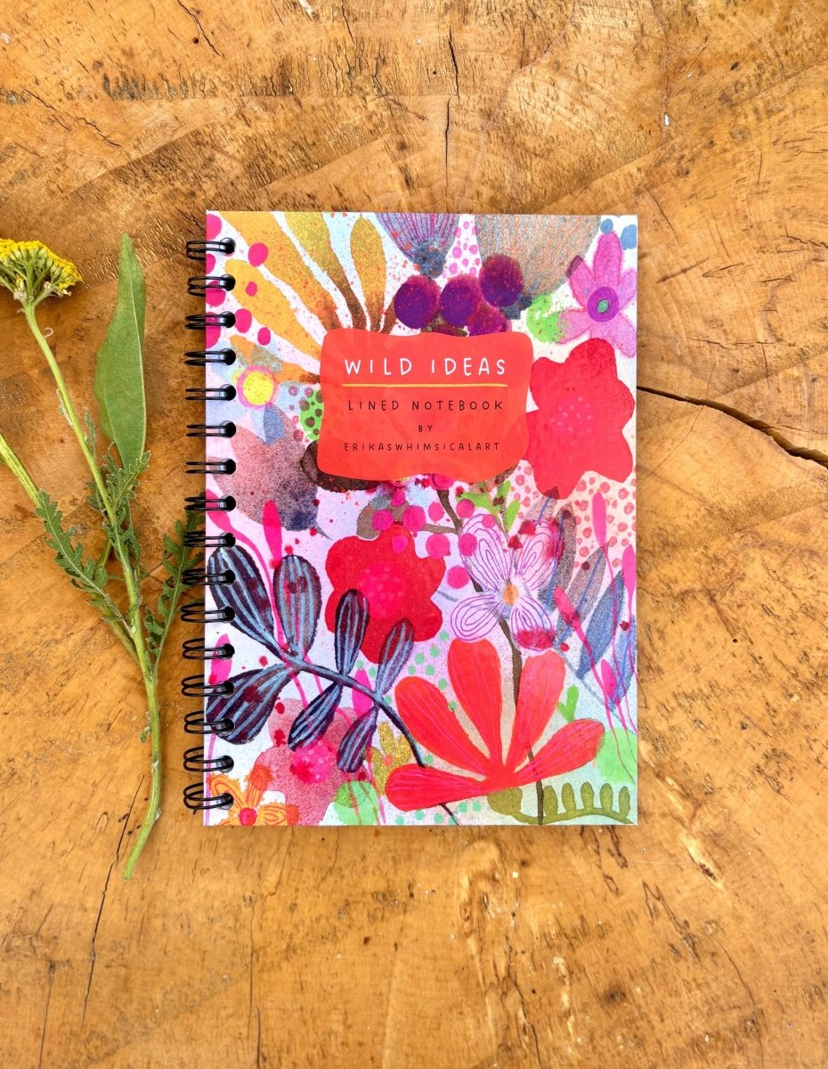 Wild Ideas A5 Handmade Notebook: Floral Illustrated Journal - Erika's Whimsical Art
