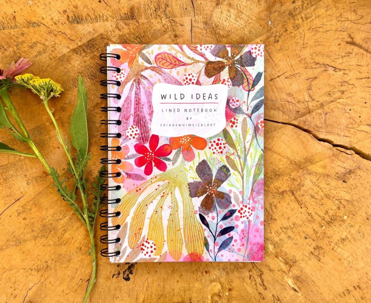Wild Ideas A5 Handmade Notebook: Floral Illustrated Journal - Erika's Whimsical Art