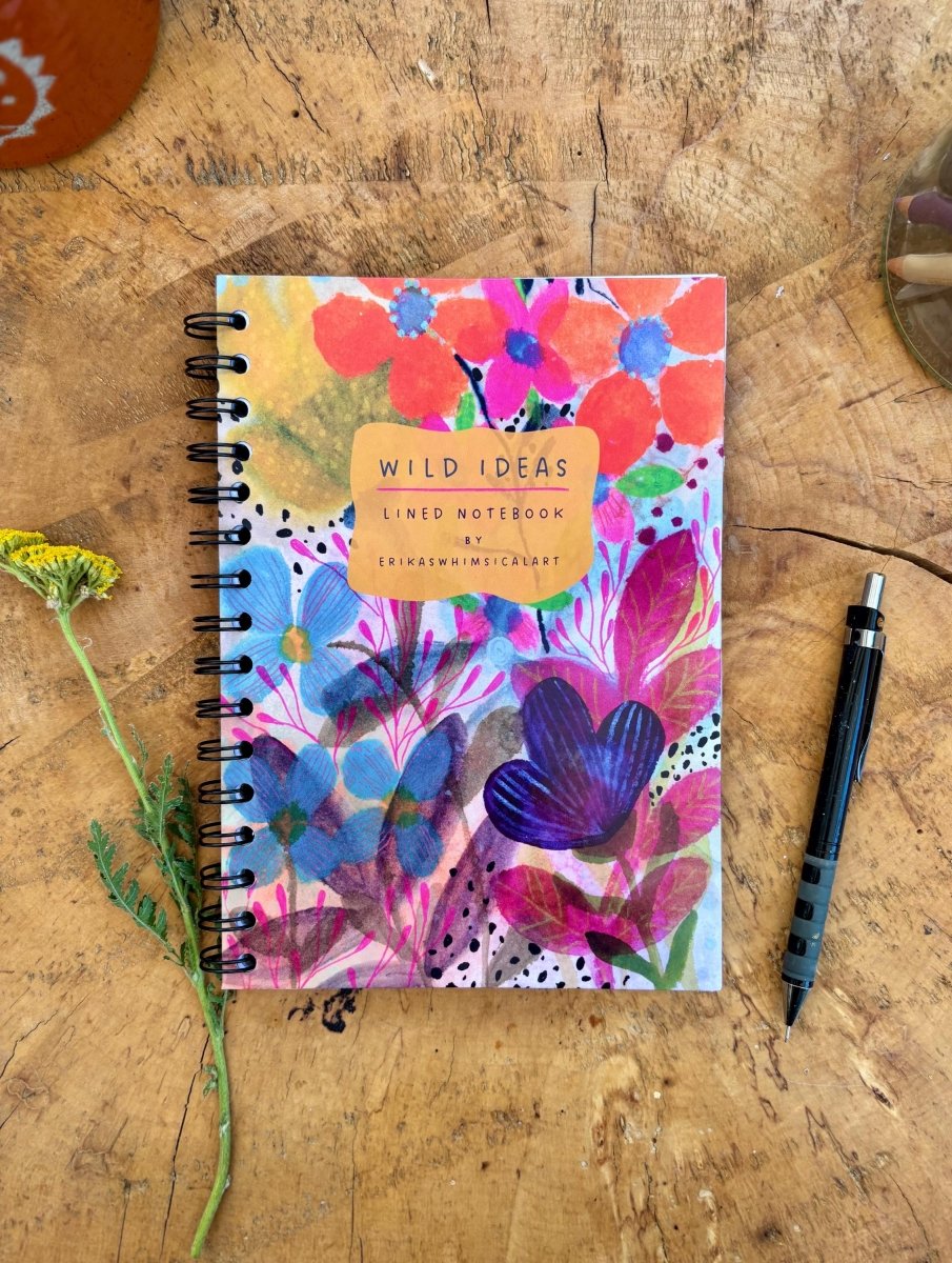 Wild Ideas A5 Handmade Notebook: Floral Illustrated Journal - Erika's Whimsical Art