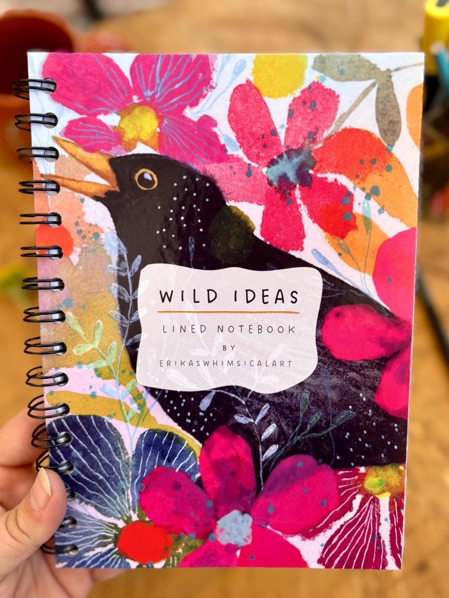 Wild Ideas A5 Handmade Notebook: Floral Illustrated Journal - Erika's Whimsical Art