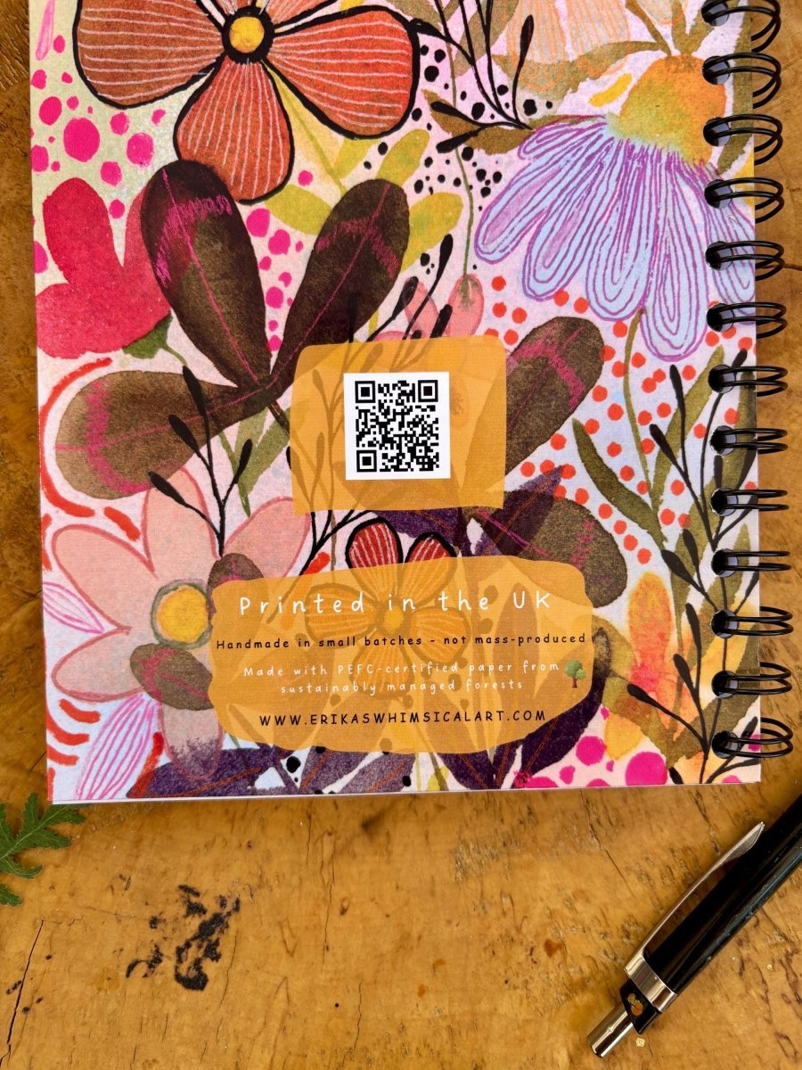 Wild Ideas A5 Handmade Notebook: Floral Illustrated Journal - Erika's Whimsical Art