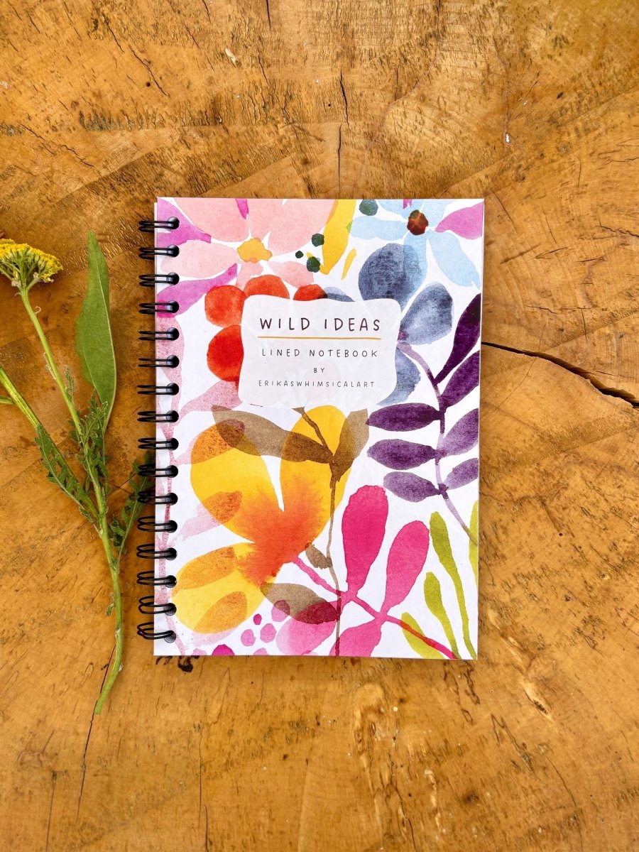 Wild Ideas A5 Handmade Notebook: Floral Illustrated Journal - Erika's Whimsical Art