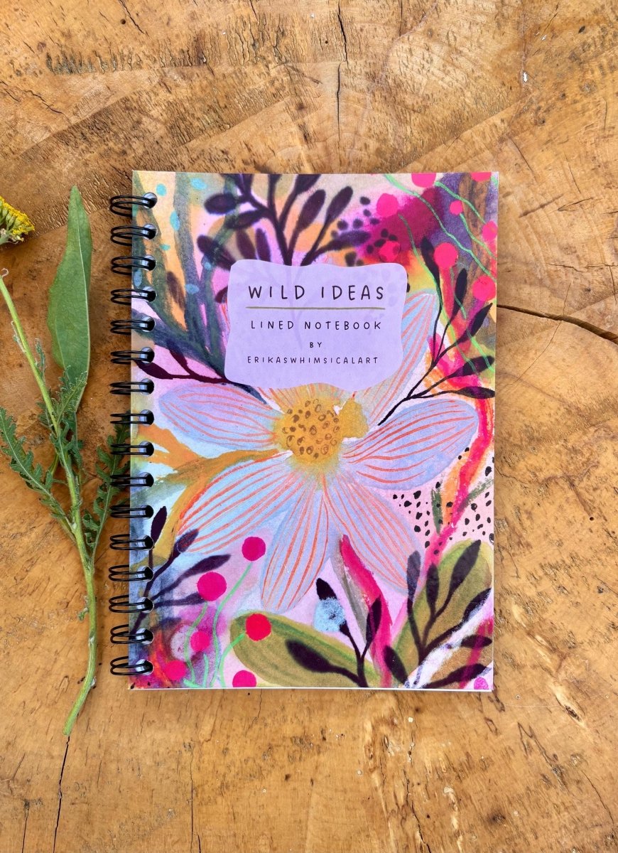 Wild Ideas A5 Handmade Notebook: Floral Illustrated Journal - Erika's Whimsical Art