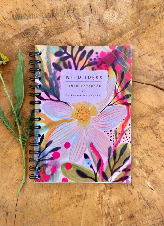 Wild Ideas A5 Handmade Notebook: Floral Illustrated Journal - Erika's Whimsical Art
