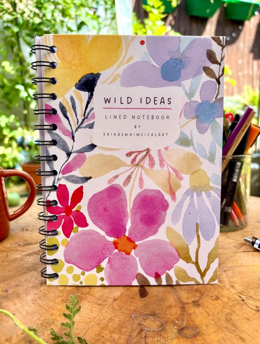 Wild Ideas A5 Handmade Notebook: Floral Illustrated Journal - Erika's Whimsical Art