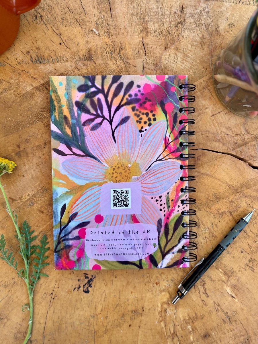 Wild Ideas A5 Handmade Notebook: Floral Illustrated Journal - Erika's Whimsical Art