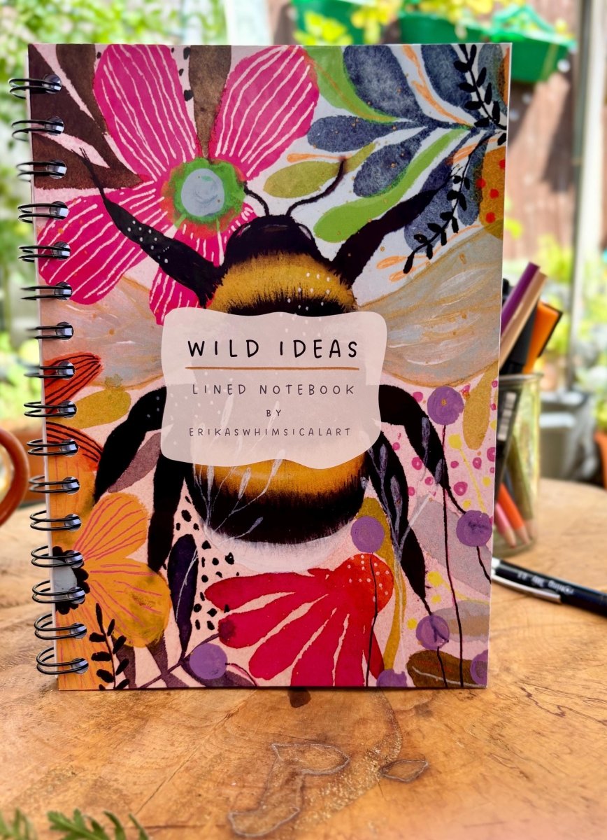 Wild Ideas A5 Handmade Notebook: Floral Illustrated Journal - Erika's Whimsical Art