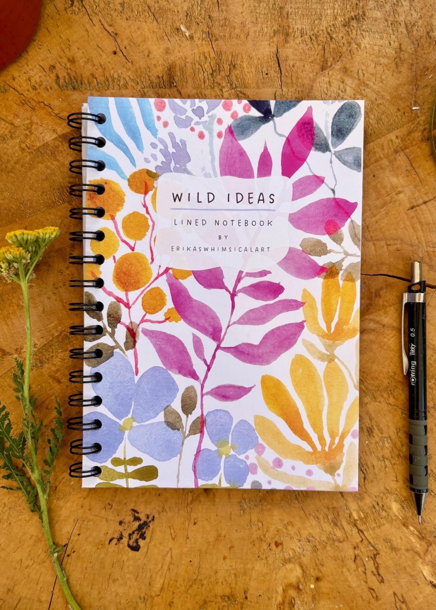 Wild Ideas A5 Handmade Notebook: Floral Illustrated Journal - Erika's Whimsical Art