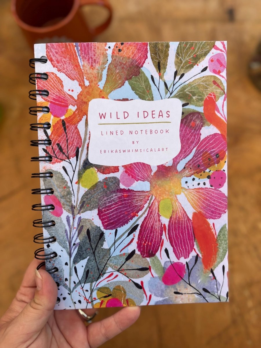 Wild Ideas A5 Handmade Notebook: Floral Illustrated Journal - Erika's Whimsical Art