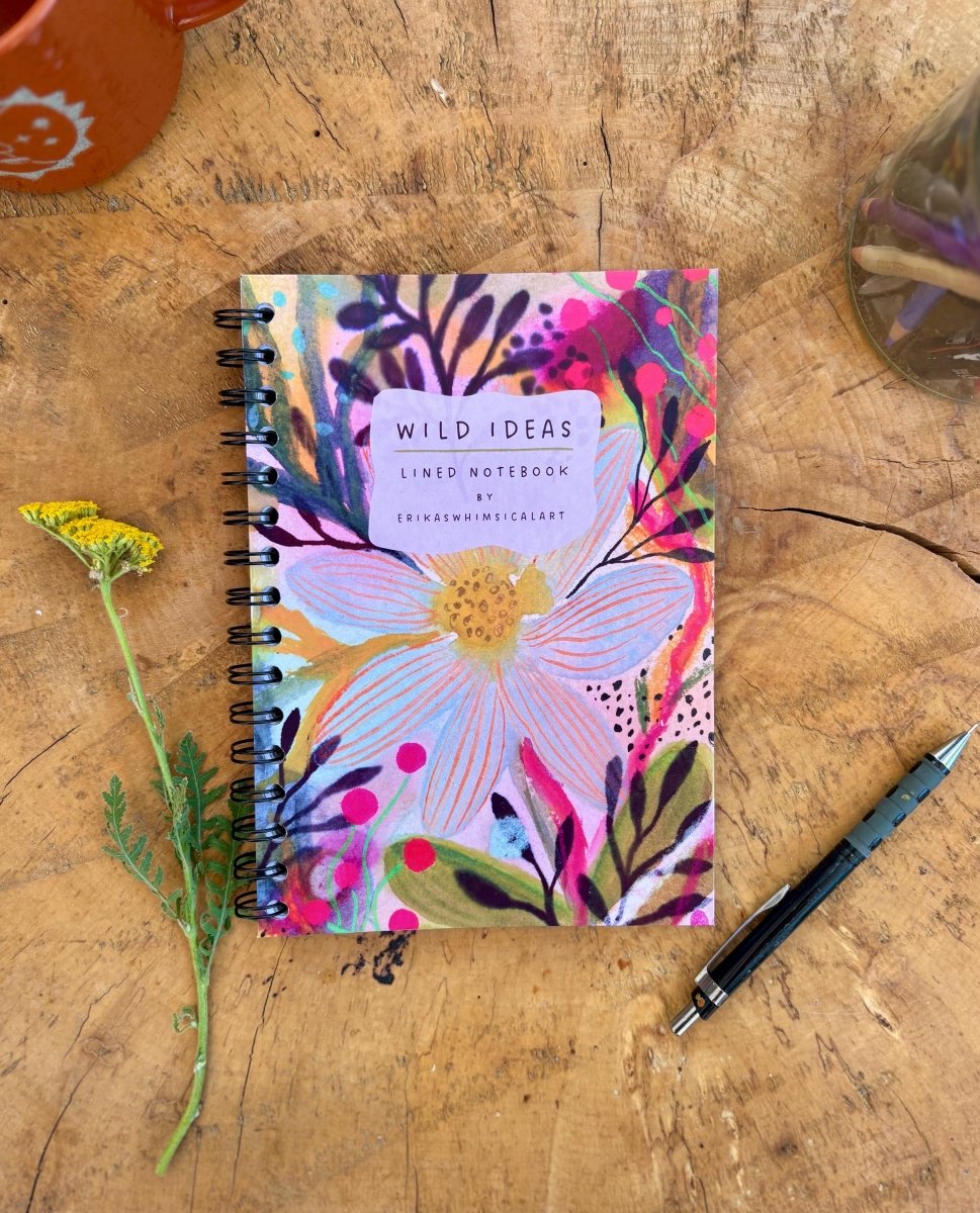 Wild Ideas A5 Handmade Notebook: Floral Illustrated Journal - Erika's Whimsical Art