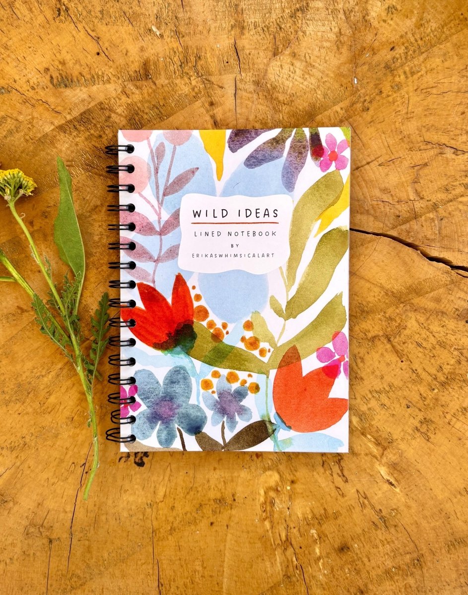 Wild Ideas A5 Handmade Notebook: Floral Illustrated Journal - Erika's Whimsical Art