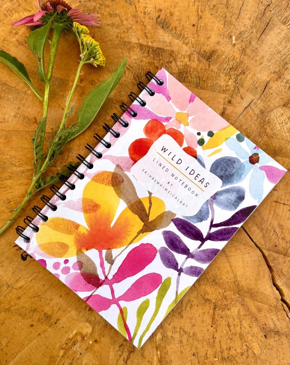 Wild Ideas A5 Handmade Notebook: Floral Illustrated Journal - Erika's Whimsical Art
