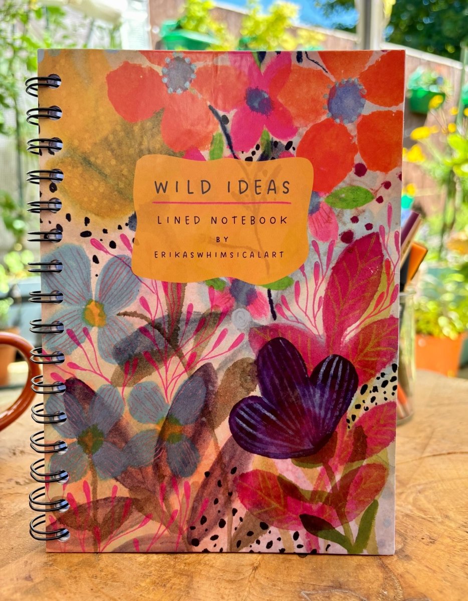 Wild Ideas A5 Handmade Notebook: Floral Illustrated Journal - Erika's Whimsical Art