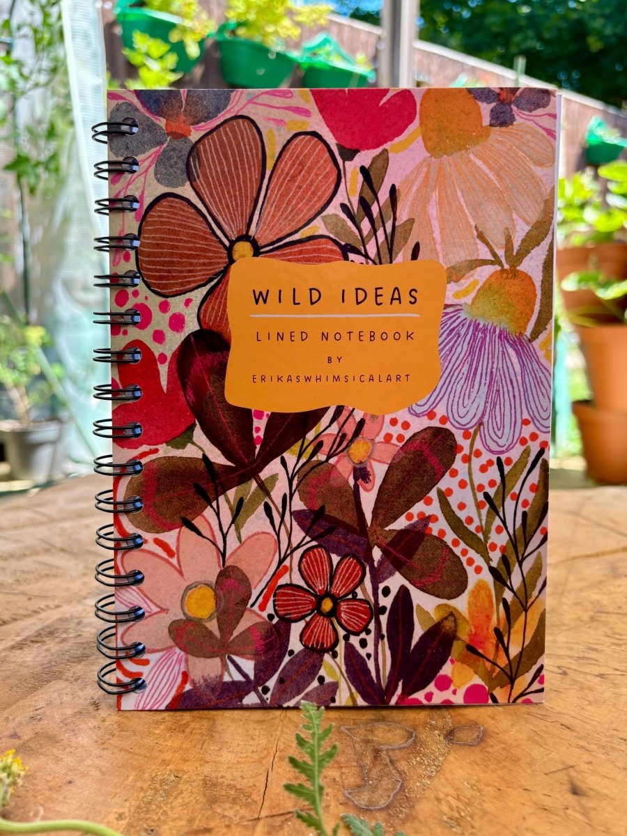 Wild Ideas A5 Handmade Notebook: Floral Illustrated Journal - Erika's Whimsical Art
