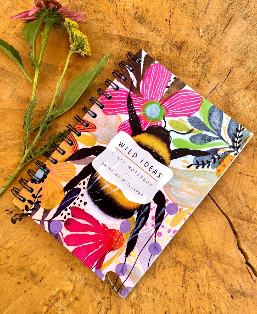 Wild Ideas A5 Handmade Notebook: Floral Illustrated Journal - Erika's Whimsical Art