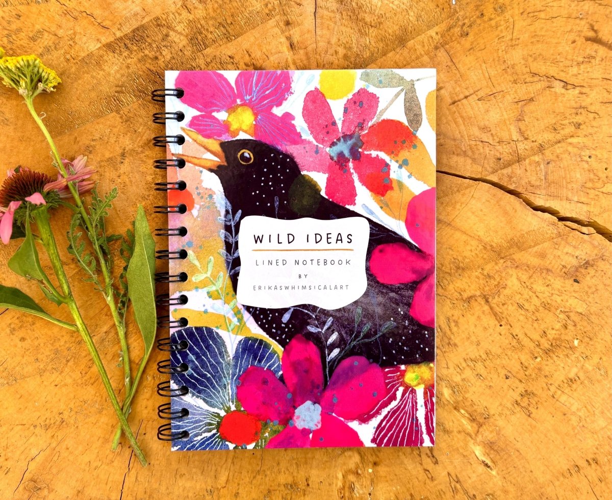Wild Ideas A5 Handmade Notebook: Floral Illustrated Journal - Erika's Whimsical Art
