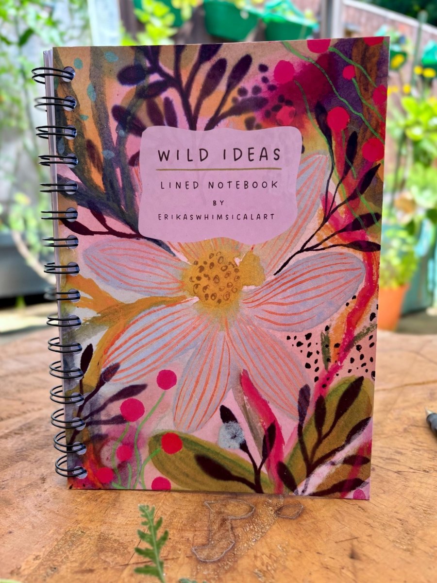 Wild Ideas A5 Handmade Notebook: Floral Illustrated Journal - Erika's Whimsical Art