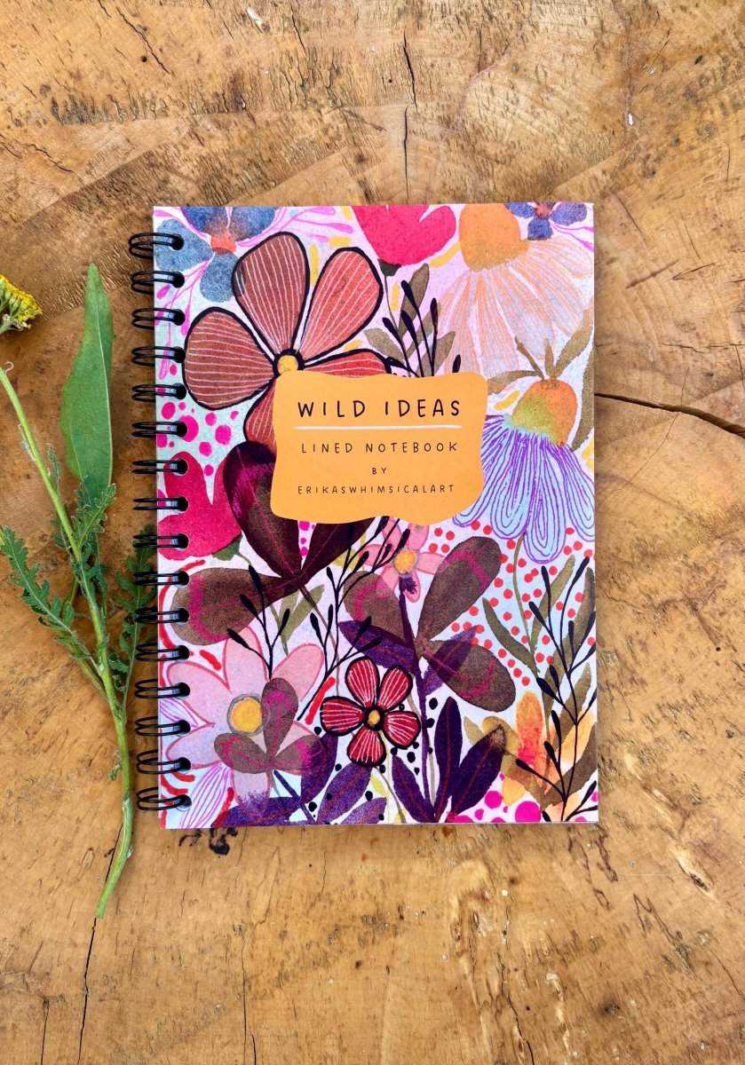Wild Ideas A5 Handmade Notebook: Floral Illustrated Journal - Erika's Whimsical Art