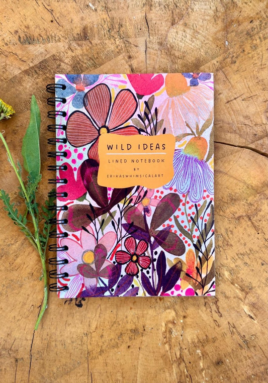 Wild Ideas A5 Handmade Notebook: Floral Illustrated Journal - Erika's Whimsical Art