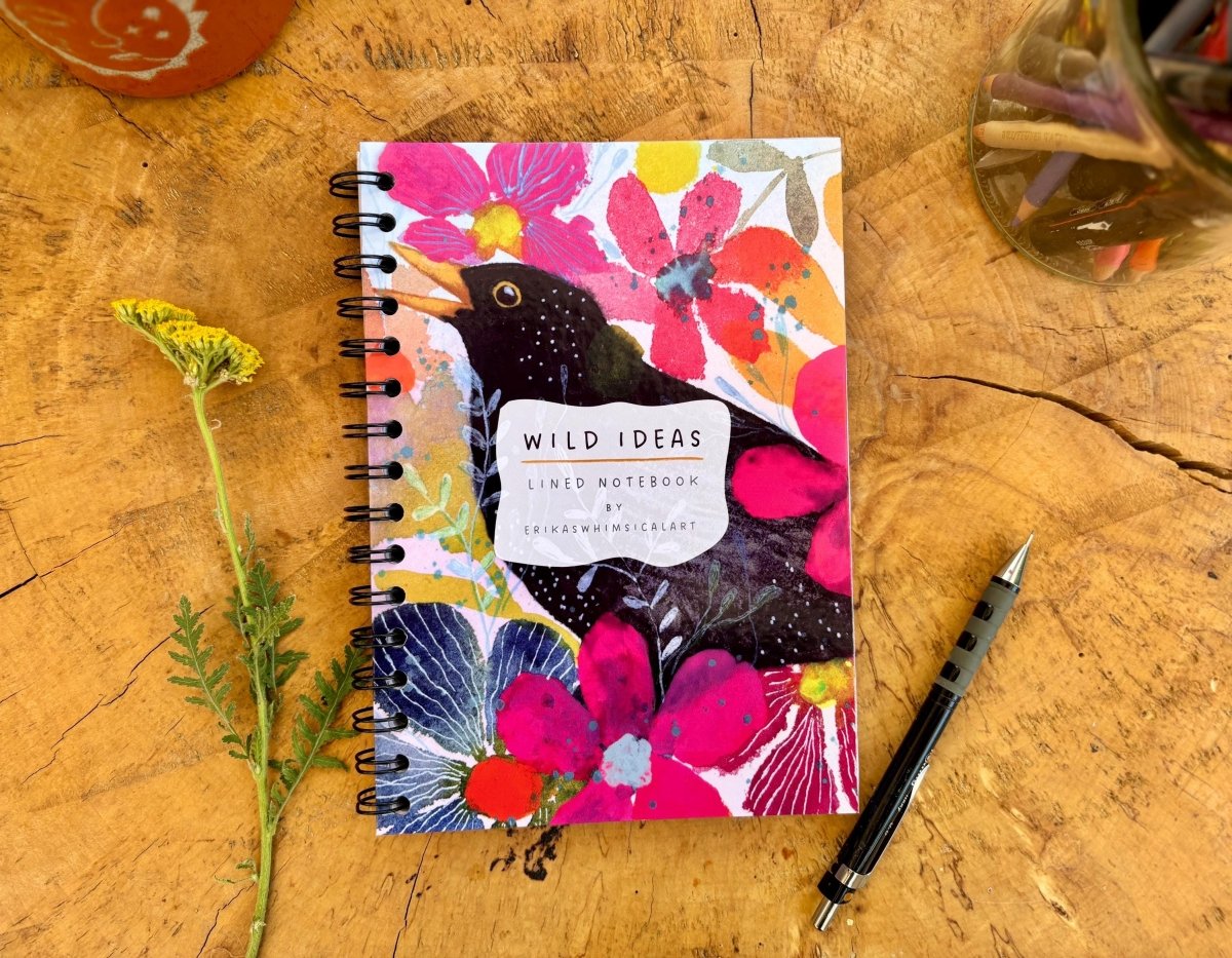 Wild Ideas A5 Handmade Notebook: Floral Illustrated Journal - Erika's Whimsical Art