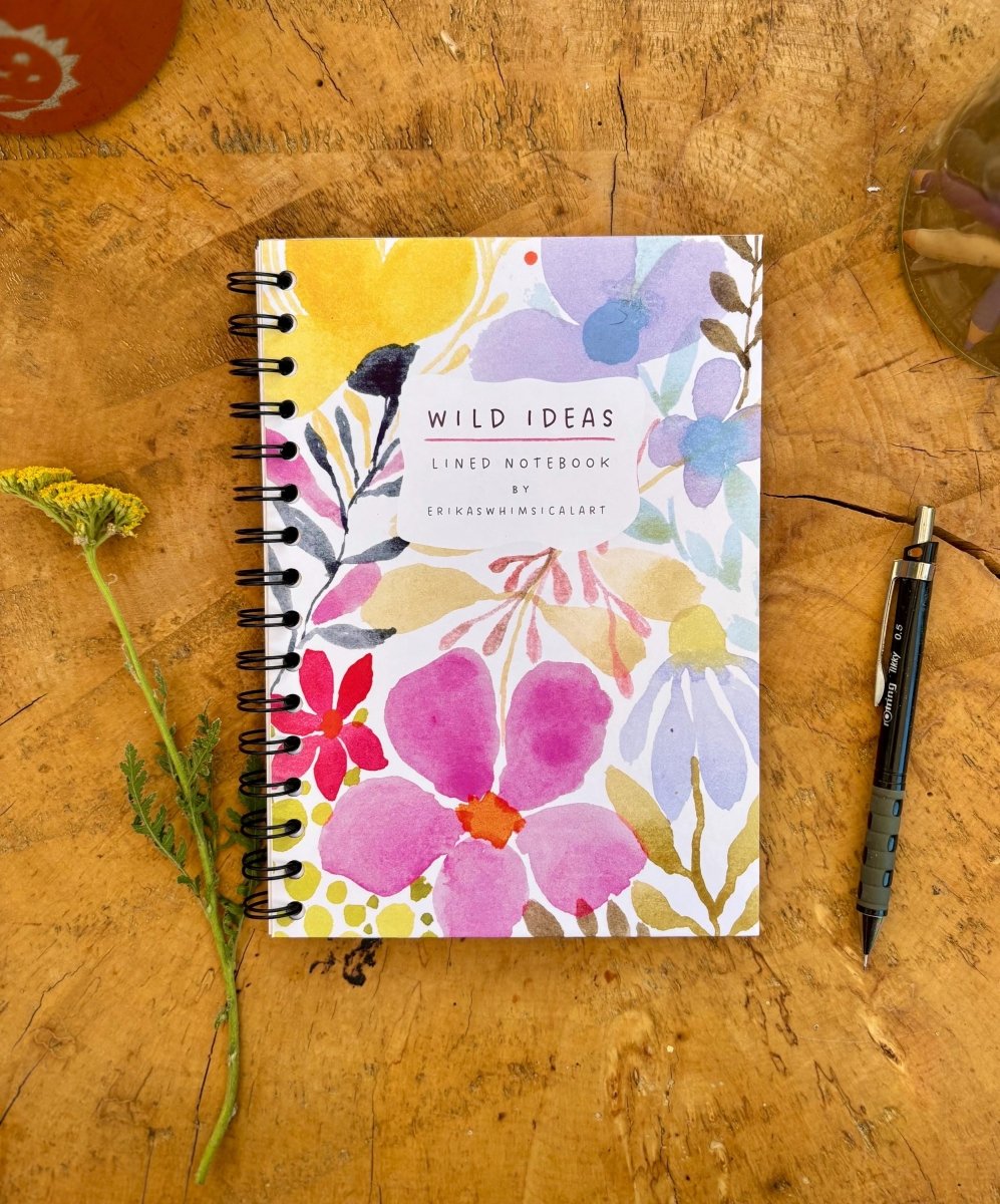 Wild Ideas A5 Handmade Notebook: Floral Illustrated Journal - Erika's Whimsical Art