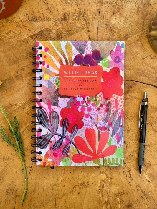 Wild Ideas A5 Handmade Notebook: Floral Illustrated Journal - Erika's Whimsical Art