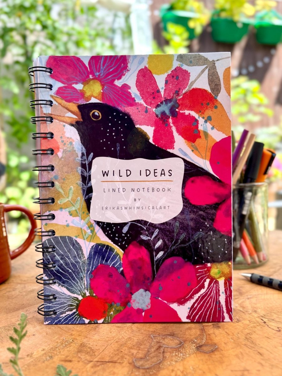 Wild Ideas A5 Handmade Notebook: Floral Illustrated Journal - Erika's Whimsical Art