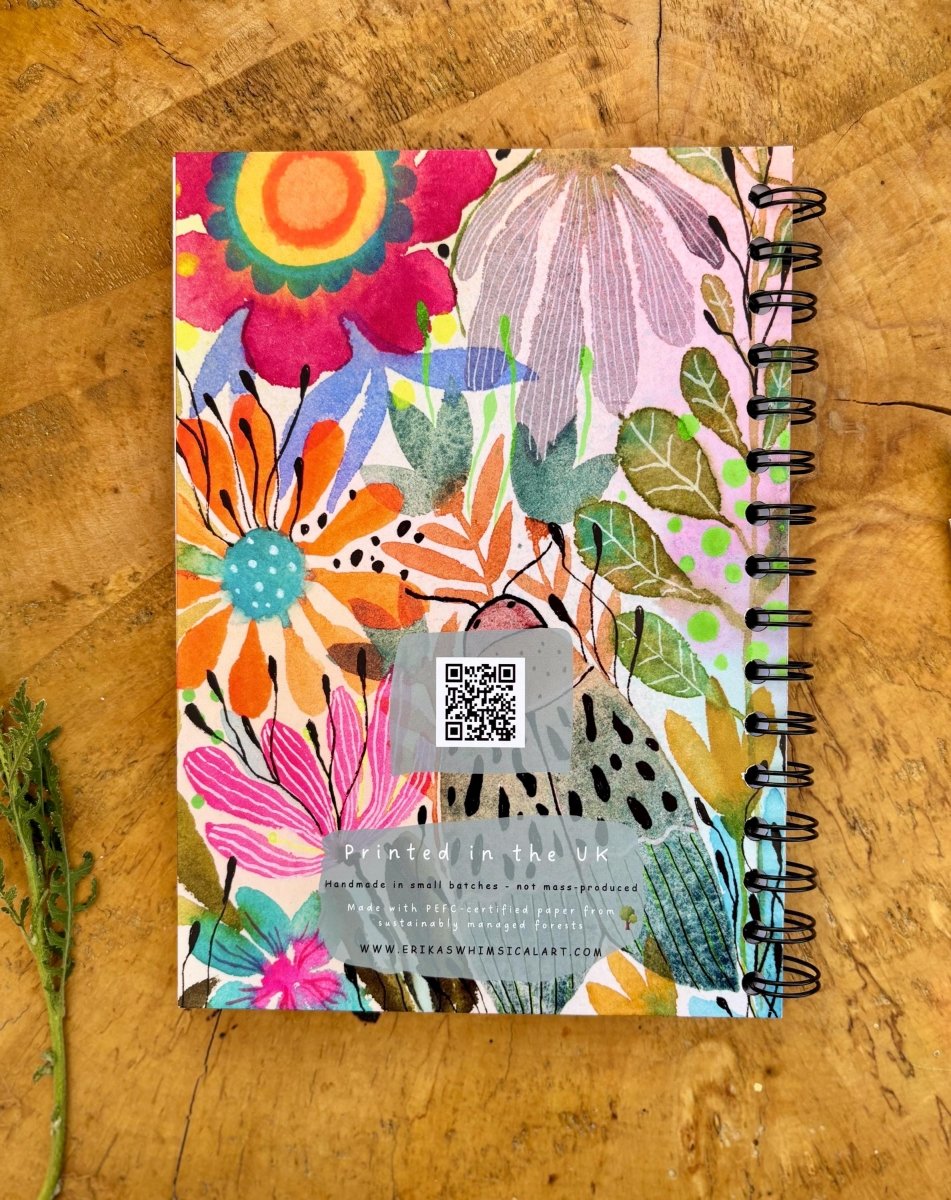 Wild Ideas A5 Handmade Notebook: Floral Illustrated Journal - Erika's Whimsical Art