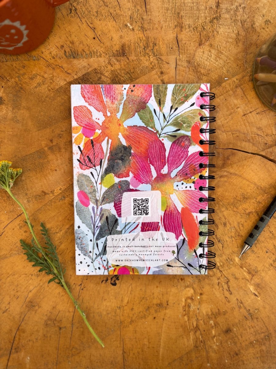 Wild Ideas A5 Handmade Notebook: Floral Illustrated Journal - Erika's Whimsical Art