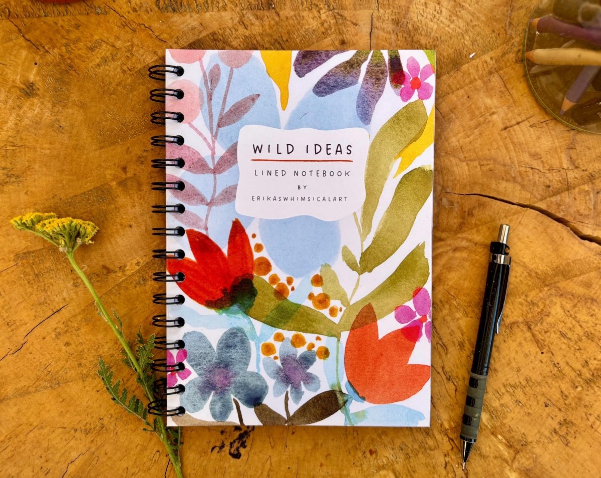 Wild Ideas A5 Handmade Notebook: Floral Illustrated Journal - Erika's Whimsical Art