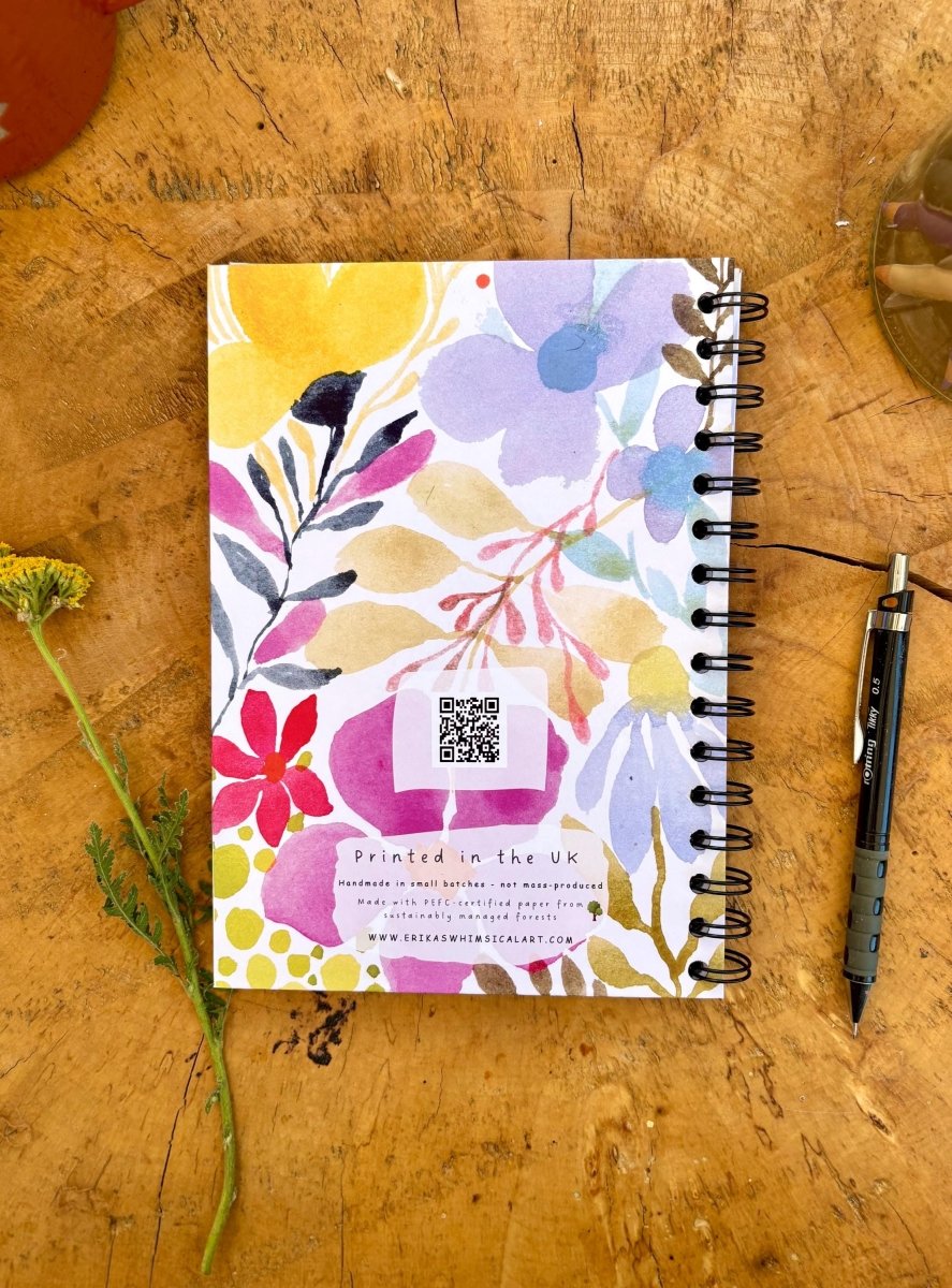 Wild Ideas A5 Handmade Notebook: Floral Illustrated Journal - Erika's Whimsical Art