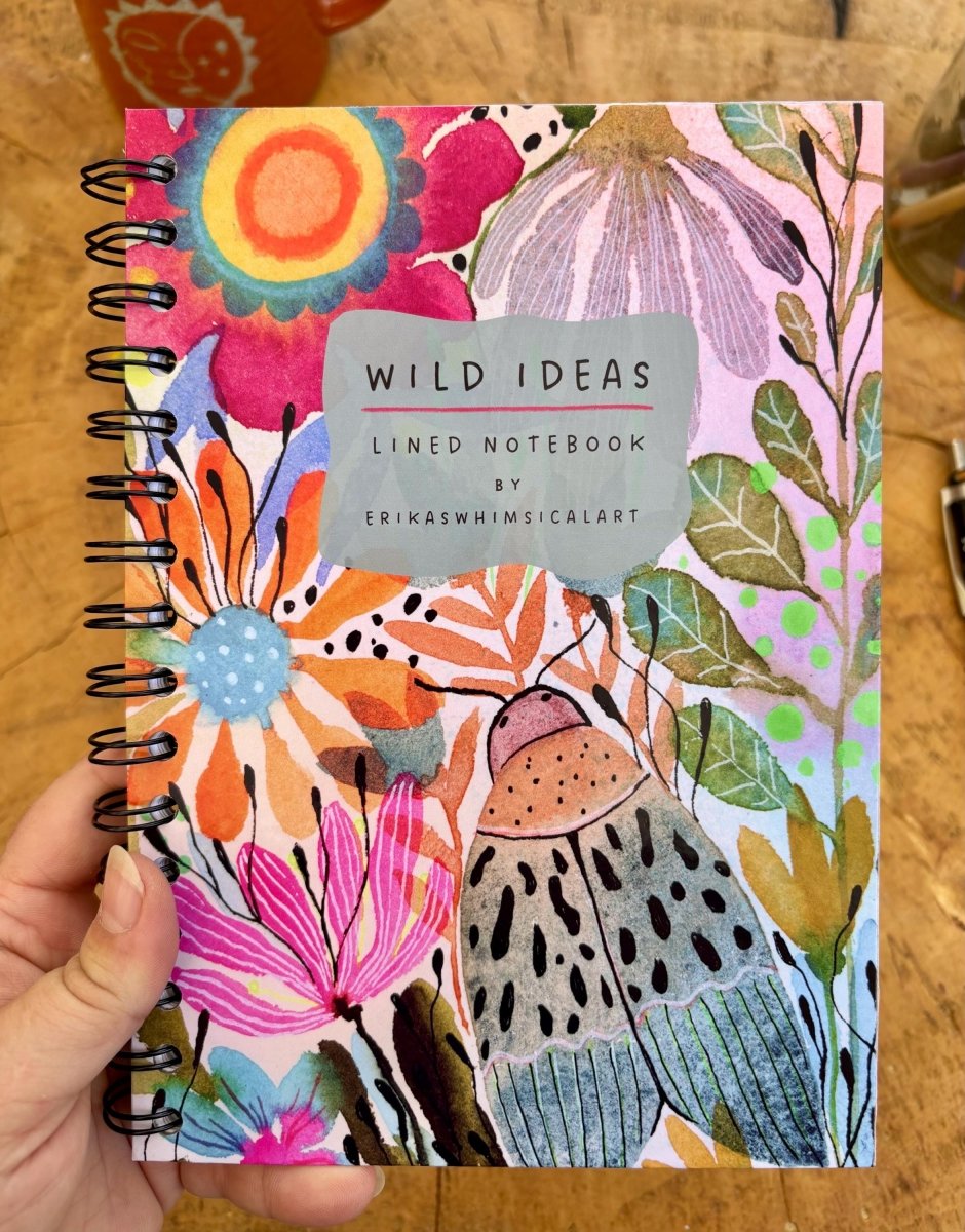 Wild Ideas A5 Handmade Notebook: Floral Illustrated Journal - Erika's Whimsical Art