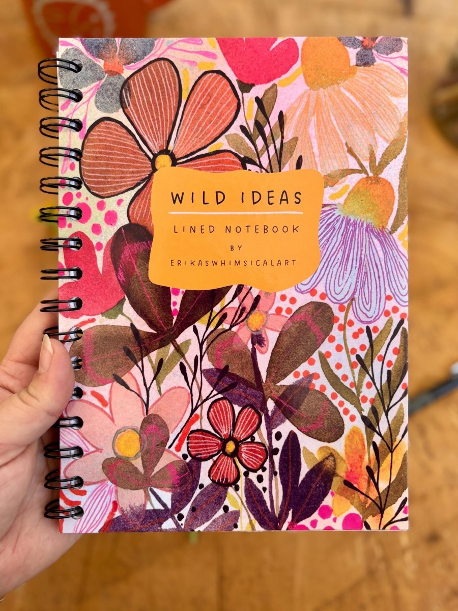 Wild Ideas A5 Handmade Notebook: Floral Illustrated Journal - Erika's Whimsical Art