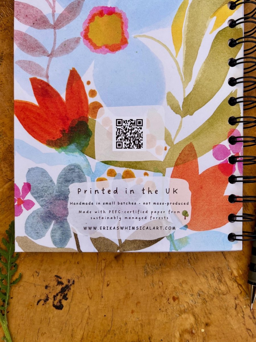 Wild Ideas A5 Handmade Notebook: Floral Illustrated Journal - Erika's Whimsical Art