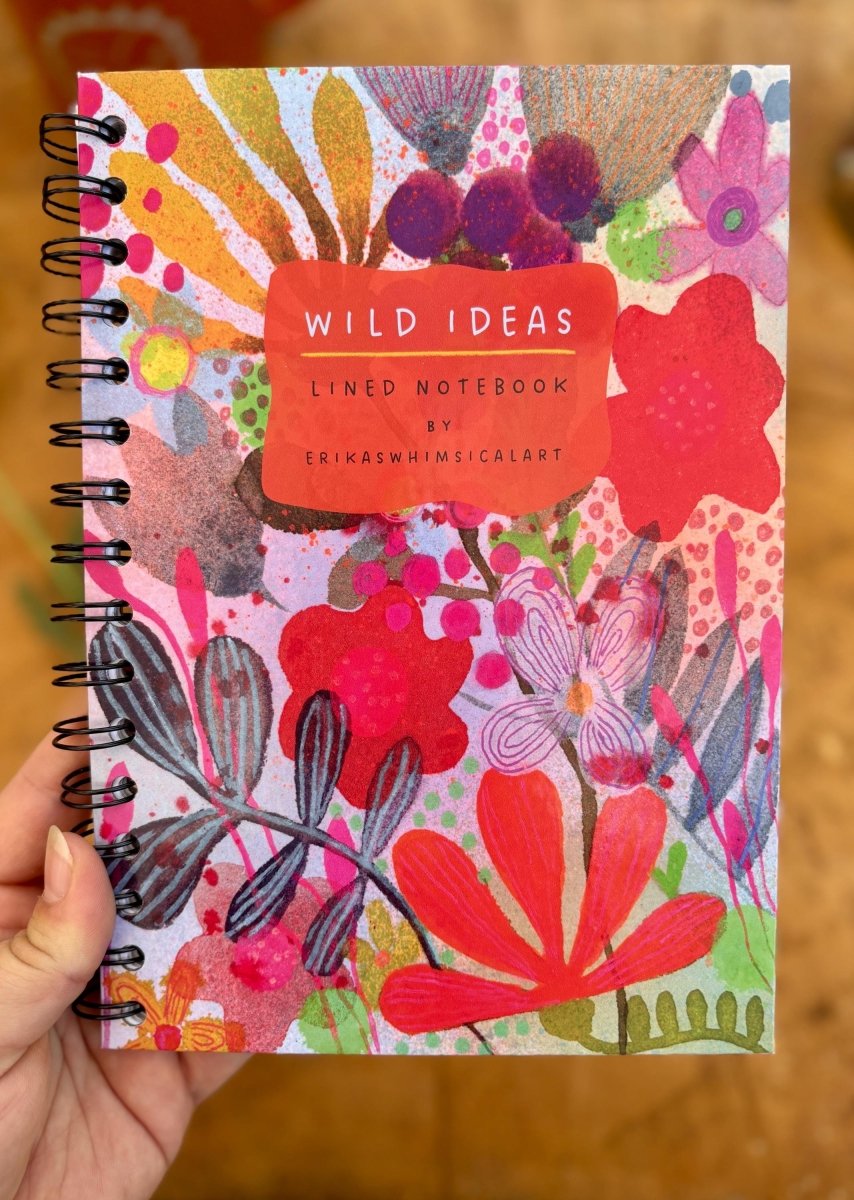 Wild Ideas A5 Handmade Notebook: Floral Illustrated Journal - Erika's Whimsical Art