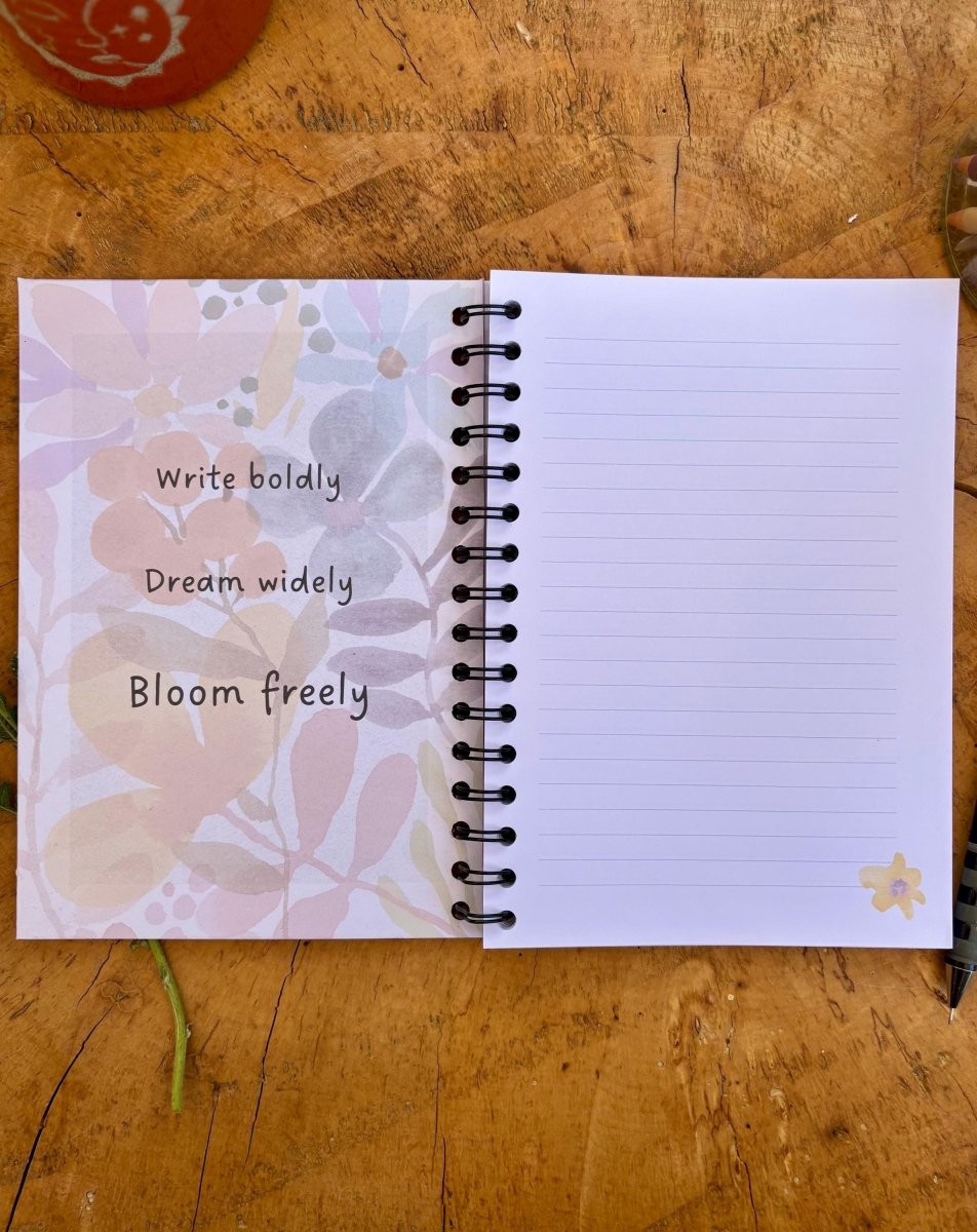 Wild Ideas A5 Handmade Notebook: Floral Illustrated Journal - Erika's Whimsical Art