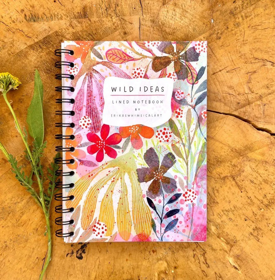 Wild Ideas A5 Handmade Notebook: Floral Illustrated Journal - Erika's Whimsical Art