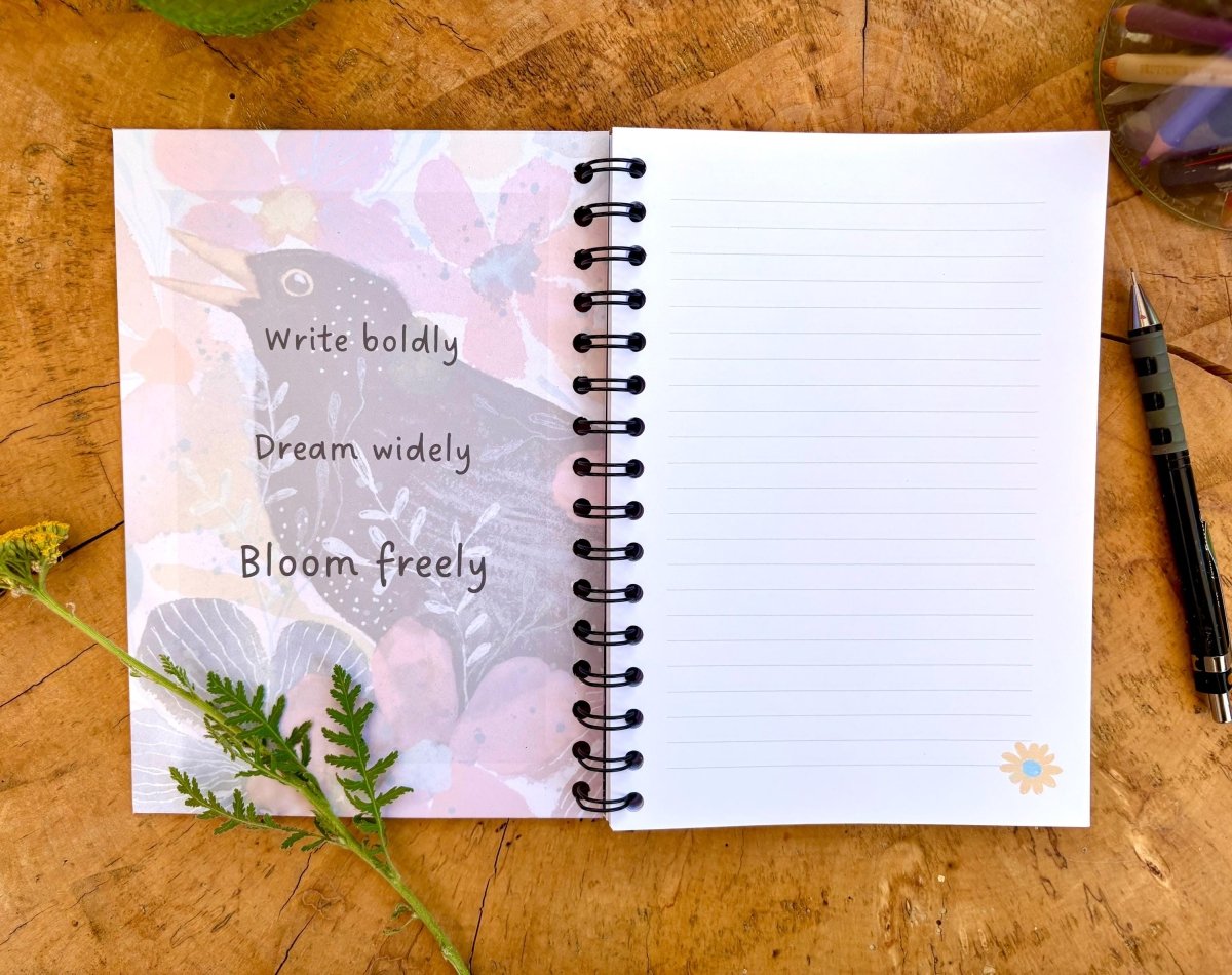 Wild Ideas A5 Handmade Notebook: Floral Illustrated Journal - Erika's Whimsical Art