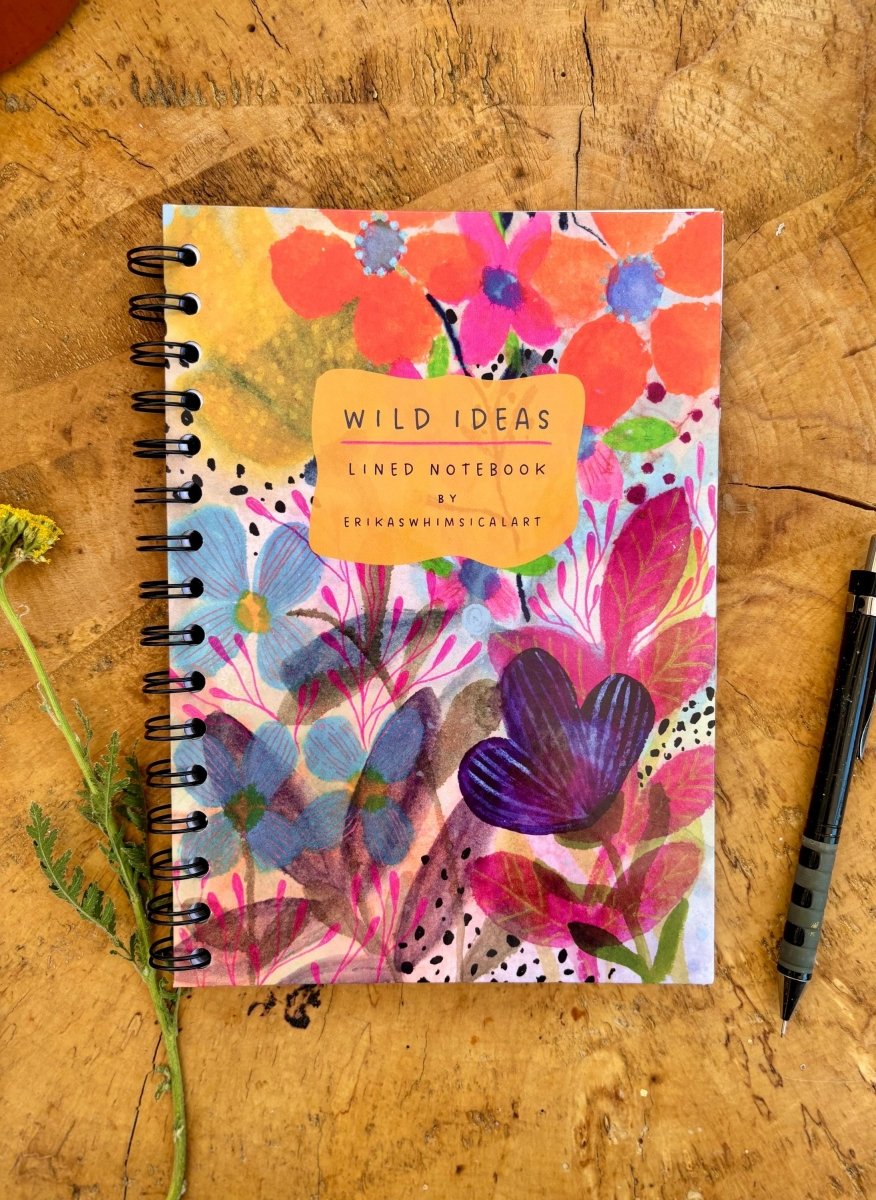 Wild Ideas A5 Handmade Notebook: Floral Illustrated Journal - Erika's Whimsical Art
