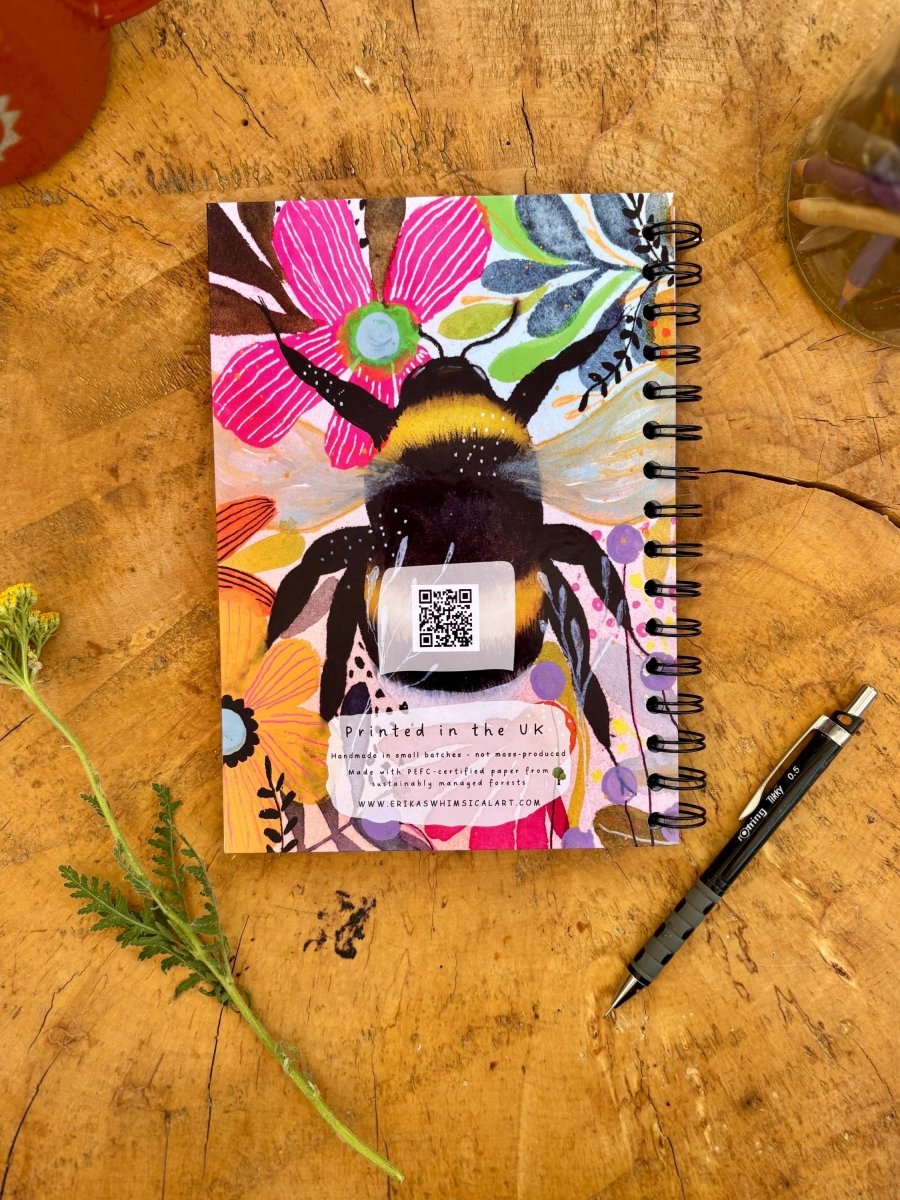 Wild Ideas A5 Handmade Notebook: Floral Illustrated Journal - Erika's Whimsical Art